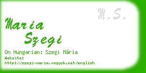 maria szegi business card